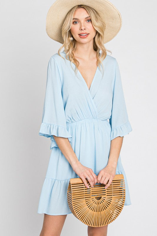 blue ruffle dress